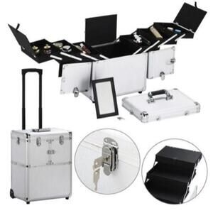 Professional Rolling Makeup Case - Silver